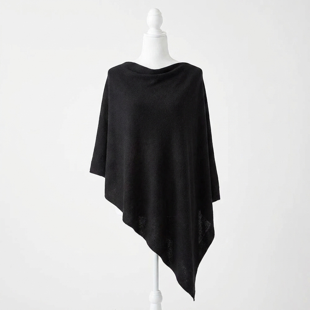 NEW COCO + CARMEN asymmetrical lightweight poncho in black